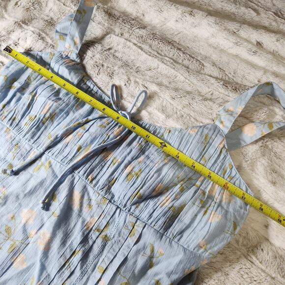 American Eagle AE Light Blue Floral Tie Front Corset Pocket Mini Dress - L - Picture 8 of 9